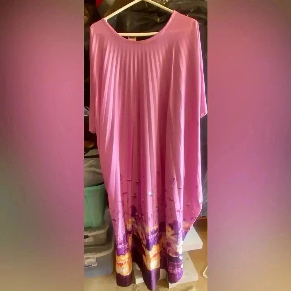 70’s Floral Caftan Unisex Polyester Dress - Picture 4 of 4